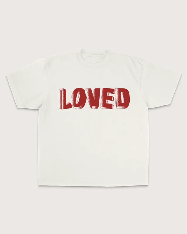 "LOVED" 3-D Letter Tee sold by Jesus Loves You