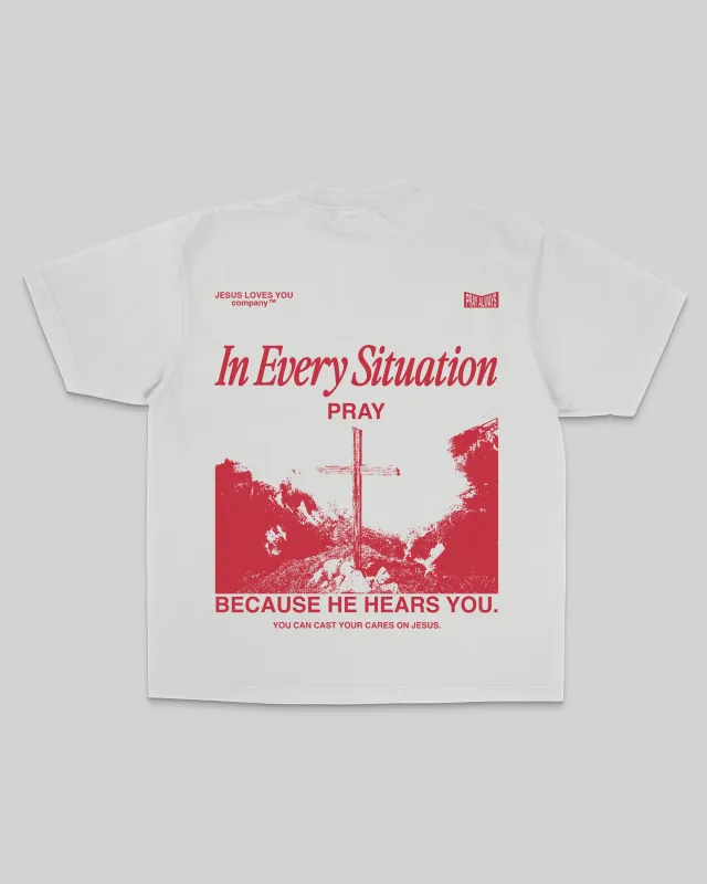 "In Every Situation - Pray." Tee sold by Jesus Loves You