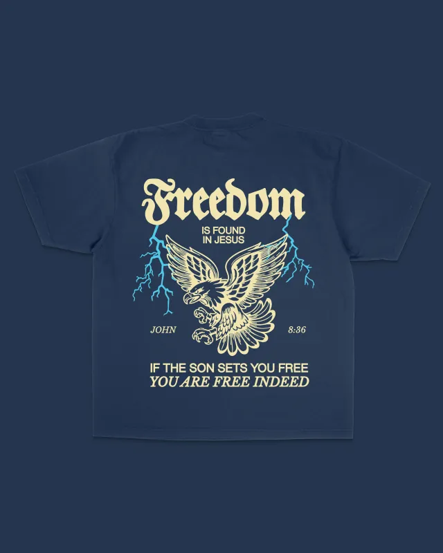 "Free Indeed" Eagle Tee || Navy sold by Jesus Loves You