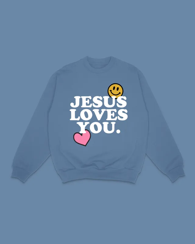 NEW || "Smile. Jesus Loves You." Crewneck sold by Jesus Loves You