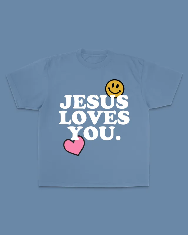 "Smile. Jesus Loves You." Tee sold by Jesus Loves You