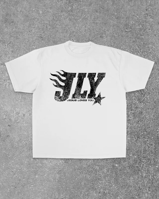 JLY Flame Logo Tee || White sold by Jesus Loves You