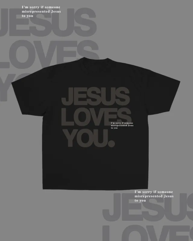 Monochrome "I'm Sorry" Tee || Jet Black made by Jesus Loves You