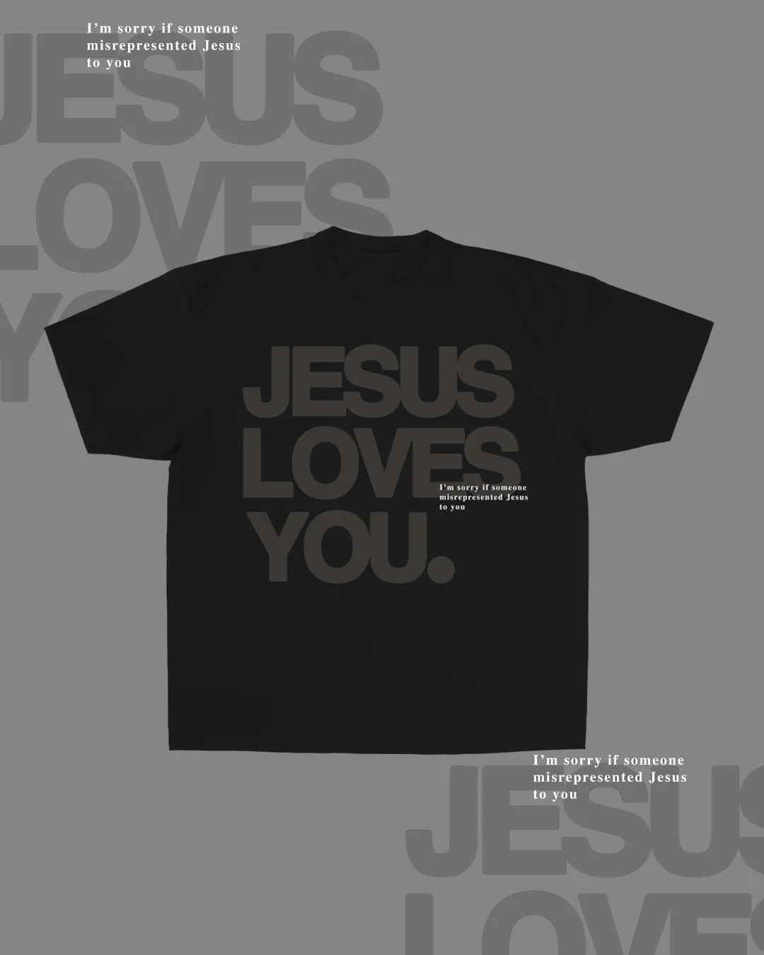 Monochrome "I'm Sorry" Tee || Jet Black sold by Jesus Loves You