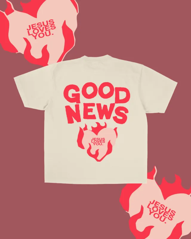 NEW || "Good News" Tee || Sand made by Jesus Loves You
