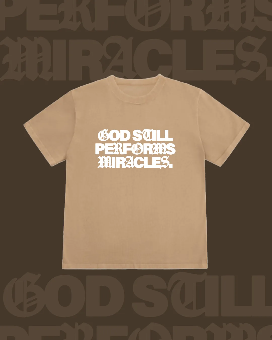 LMTD || "Miracles" 9 Oz. Max Heavyweight Oversized Tee || Driftwood sold by Jesus Loves You