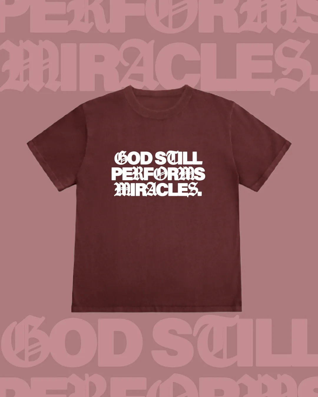 LMTD || "Miracles" 9 Oz. Max Heavyweight Tee || Mahogany sold by Jesus Loves You