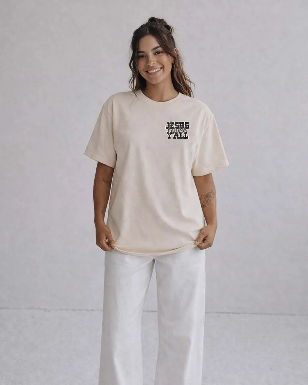 "Jesus Loves Y'all" Comfort Colors Tee || Ivory sold by Jesus Loves You product image thumbnail 2