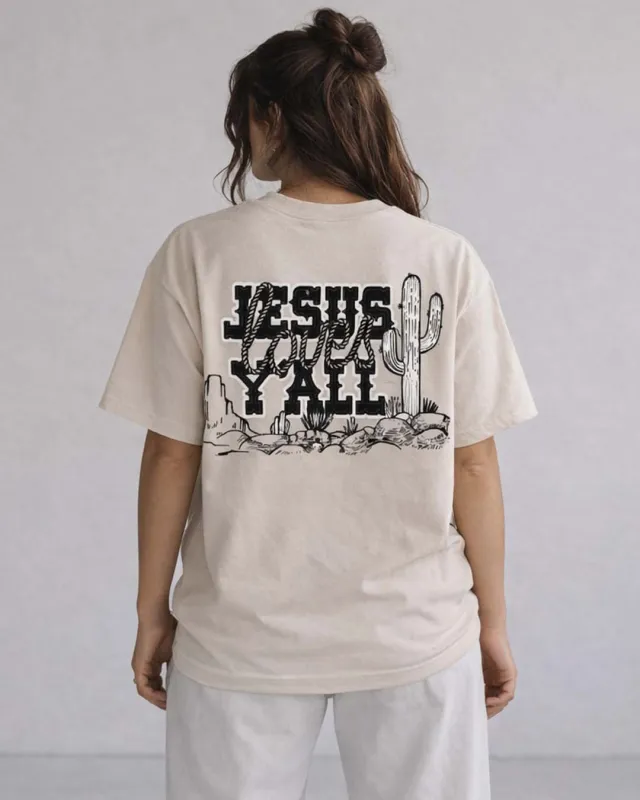 "Jesus Loves Y'all" Comfort Colors Tee || Ivory made by Jesus Loves You