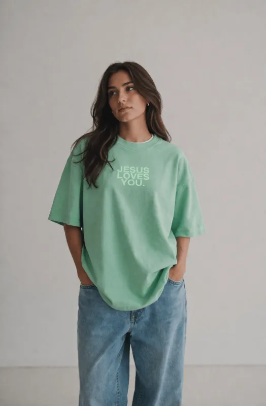 Comfort Colors Logo Tee || Washed Mint made by Jesus Loves You