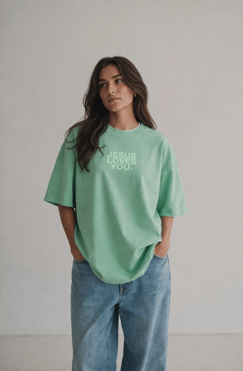 Comfort Colors Logo Tee || Washed Mint sold by Jesus Loves You