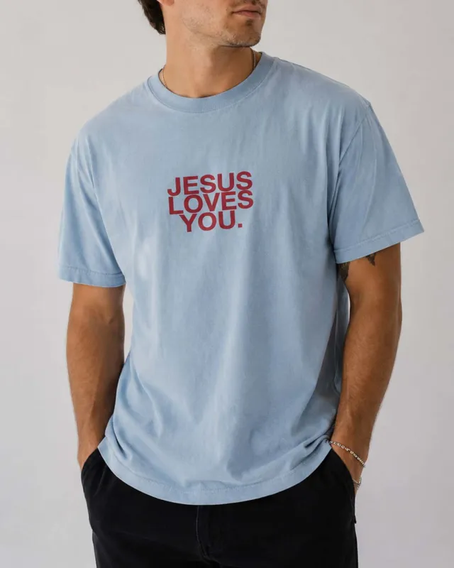 New ||  Comfort Colors Logo Tee || Seaside Blue made by Jesus Loves You