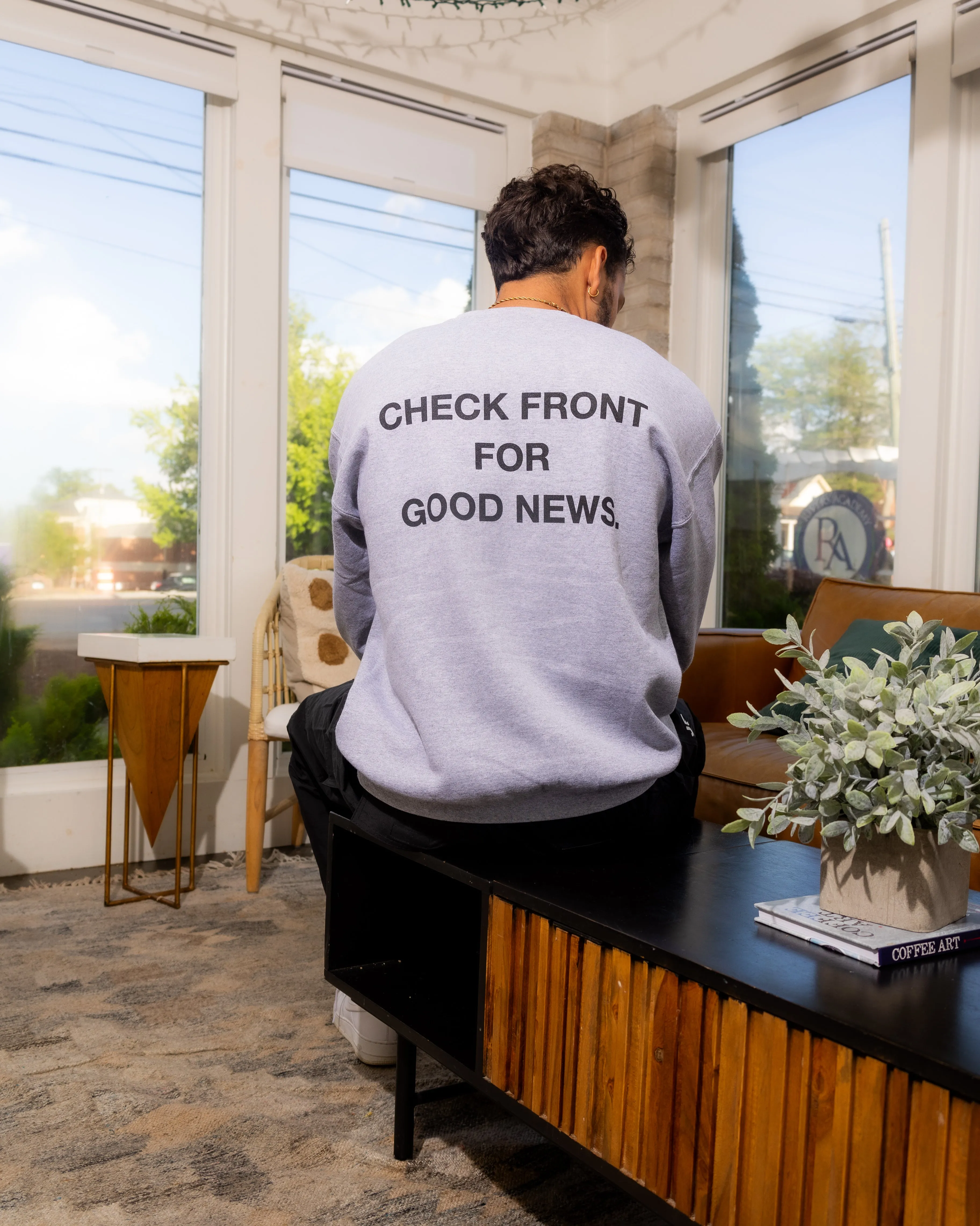 “Check Front” Gray Crewneck Sweatshirt sold by Jesus Loves You