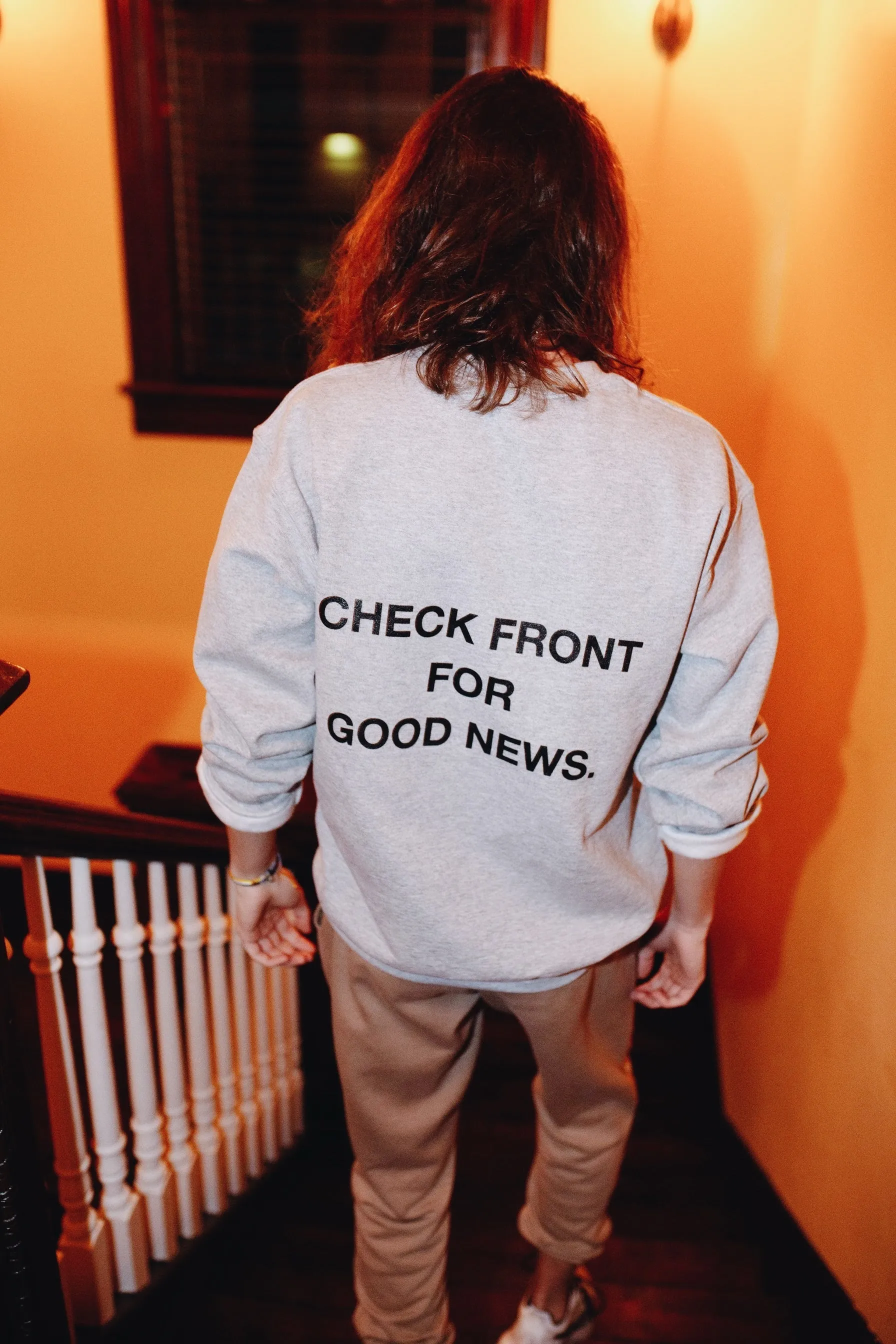 “Check Front” Gray Crewneck Sweatshirt sold by Jesus Loves You product image thumbnail 3