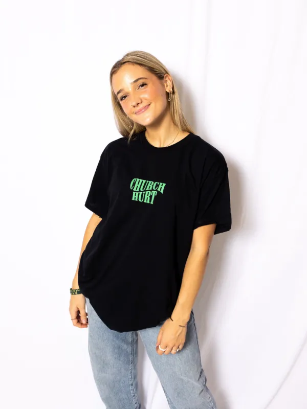 "Church Hurt" Statement Tee || Black/Seafoam Green sold by Jesus Loves You