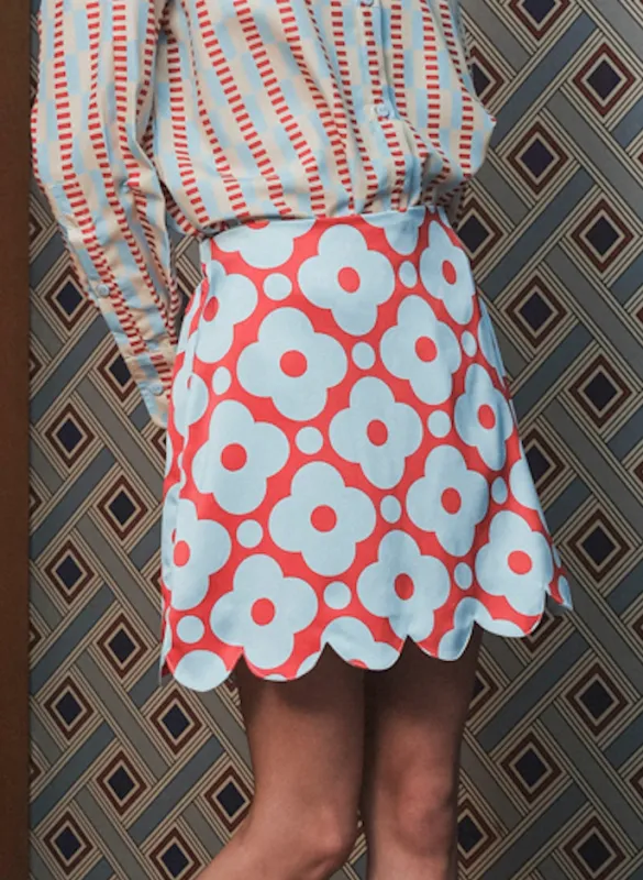 Cadie Scallop Skort in Cherry Sky made by KYRRA