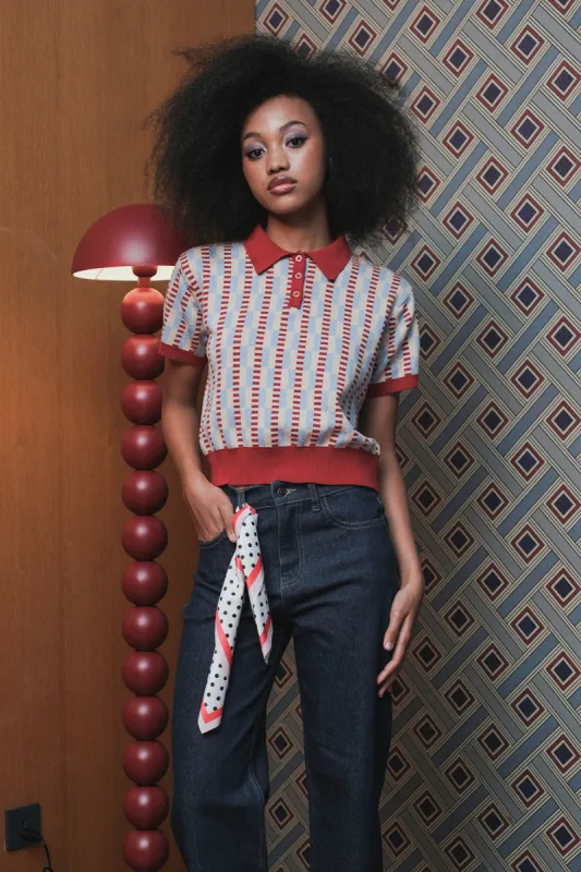 Hayley Polo in Cherry Sky sold by KYRRA