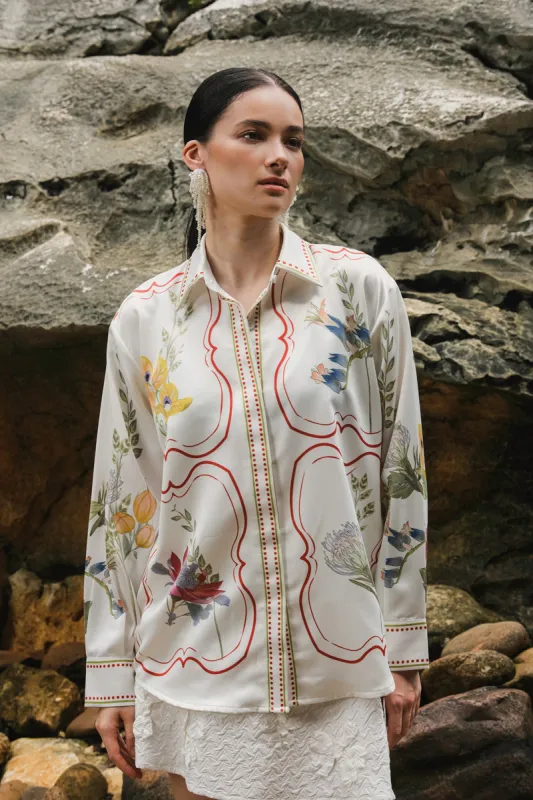 Otto Long Sleeve Shirt in Red Tealia sold by KYRRA