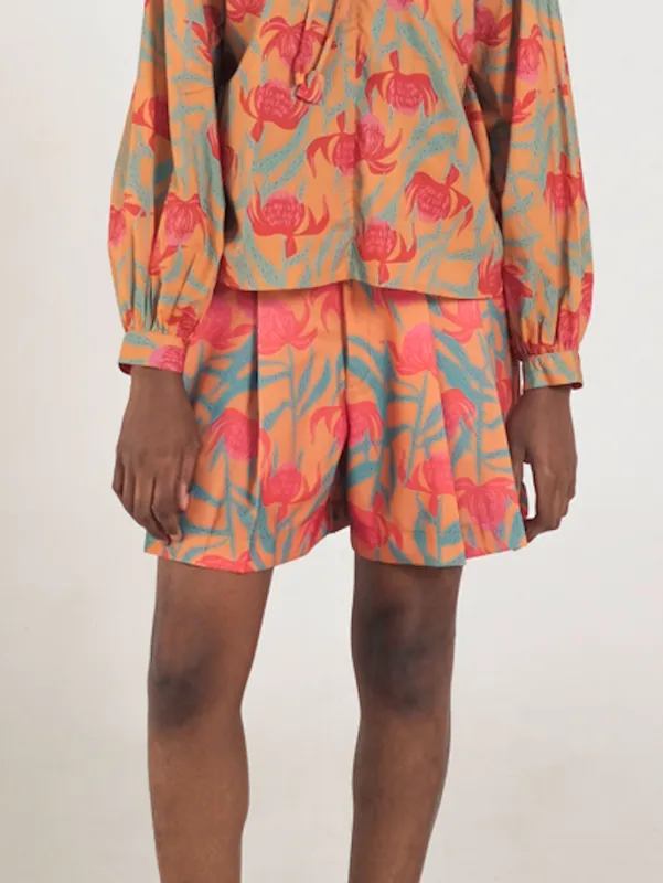 Blake Pleated Shorts in Canna sold by KYRRA