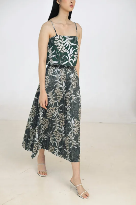 Alina Pleated Skirt in Anthurium sold by KYRRA