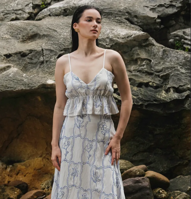 Remy Top in Blue Embroidered sold by KYRRA