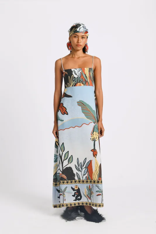 Leila Long Dress in Oasea Print sold by KYRRA