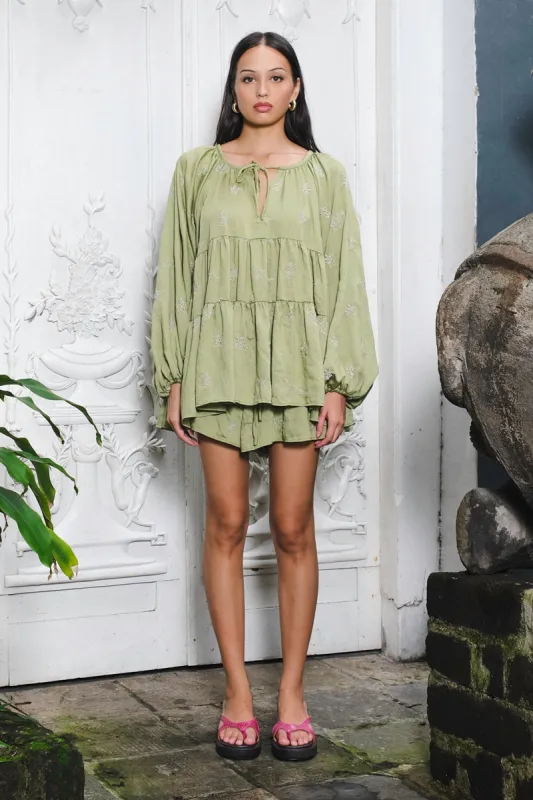 Noa Bohemian Dress in Moss green sold by KYRRA