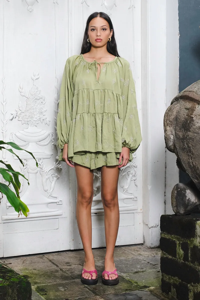 Noa Bohemian Dress in Moss green sold by KYRRA