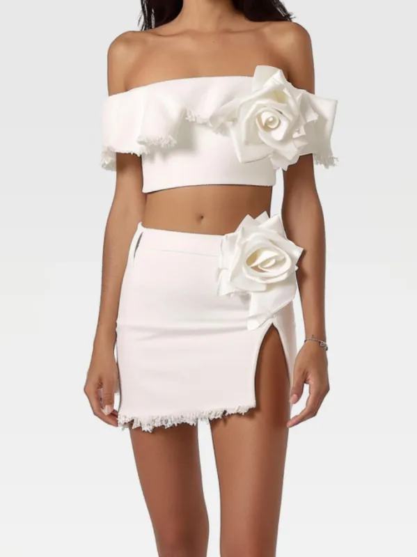 Three-Dimensional Flower Decorated Set - White sold by JW PEI
