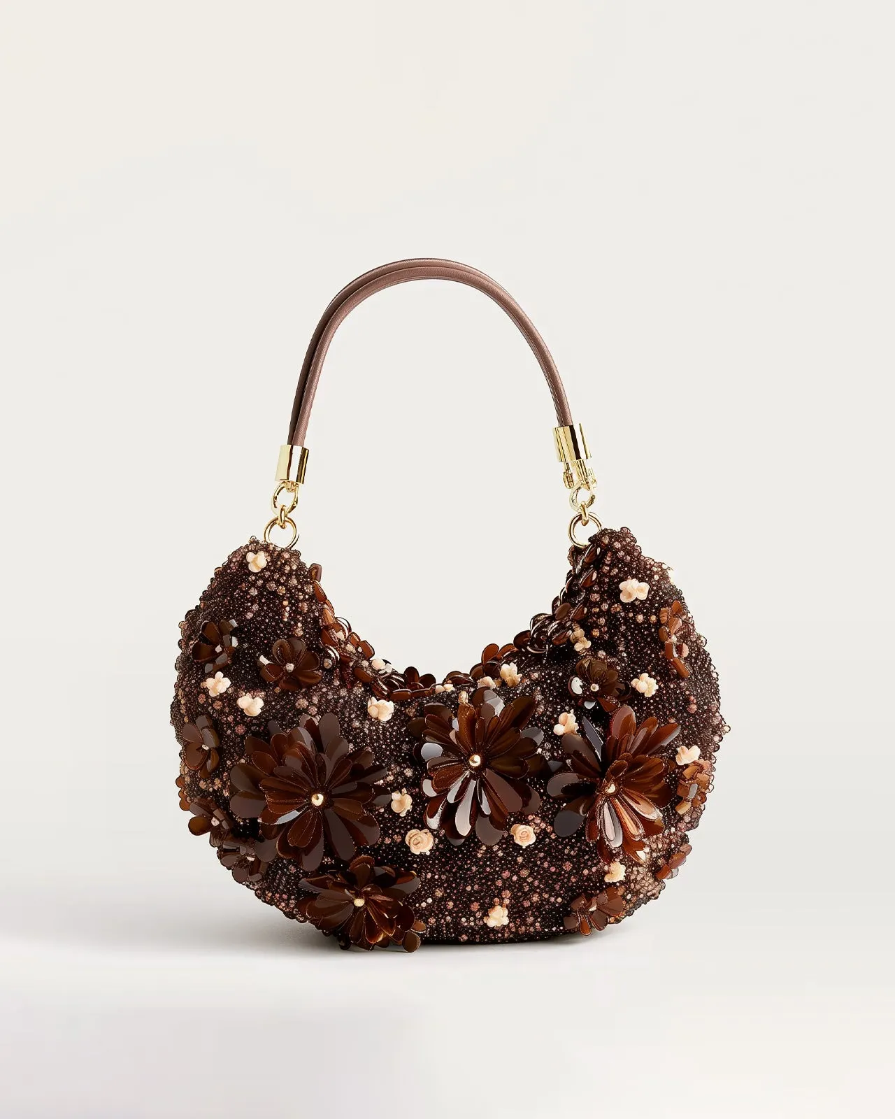 Livia Beaded Floral Hobo Bag - Brown sold by JW PEI