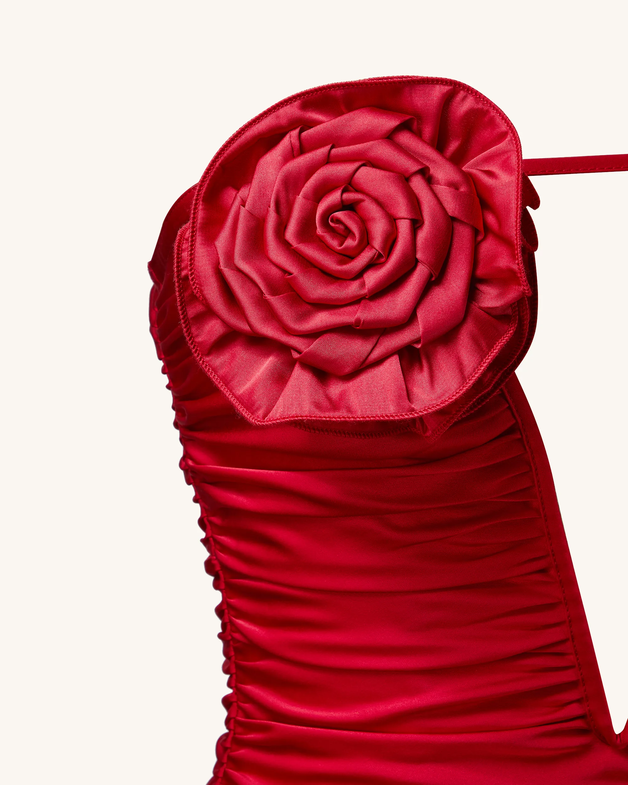 Bailee Red Floral Applique And Ruched Tube Mini Dress - Red sold by JW PEI product image thumbnail 4