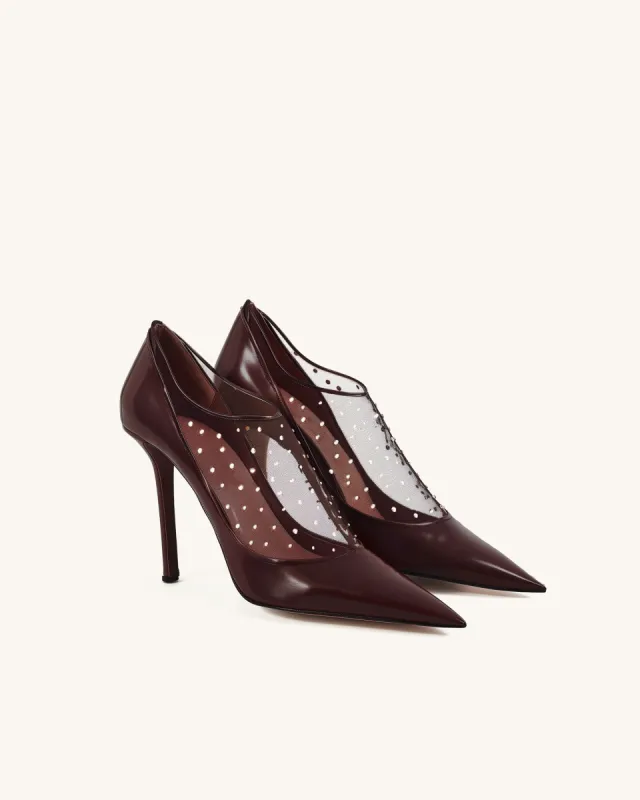 Elena Mesh Pumps - Burgundy sold by JW PEI