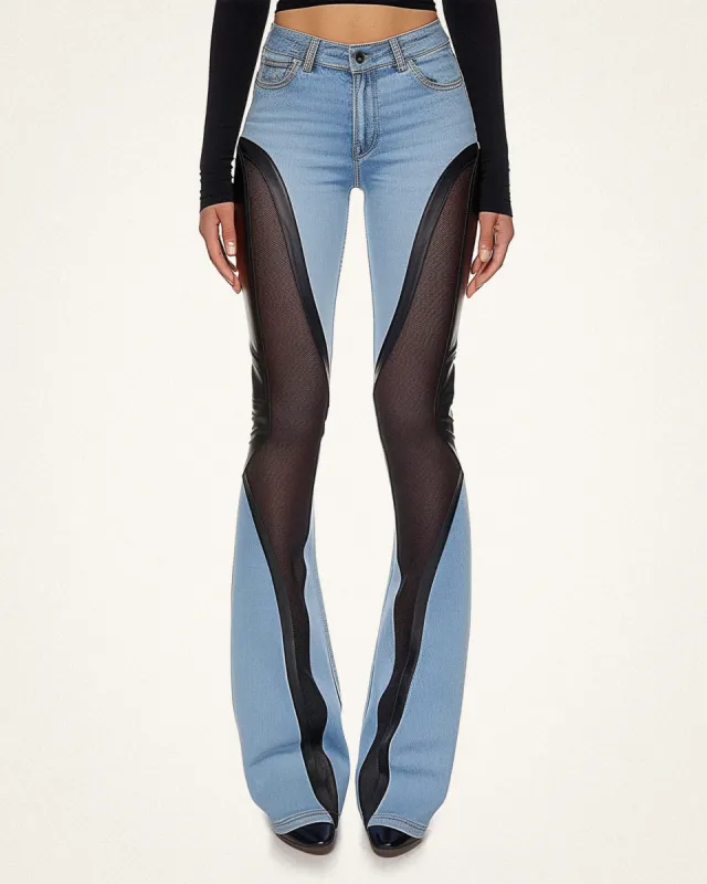 Ava Cut-Out Flared Jeans - Blue/Black sold by JW PEI