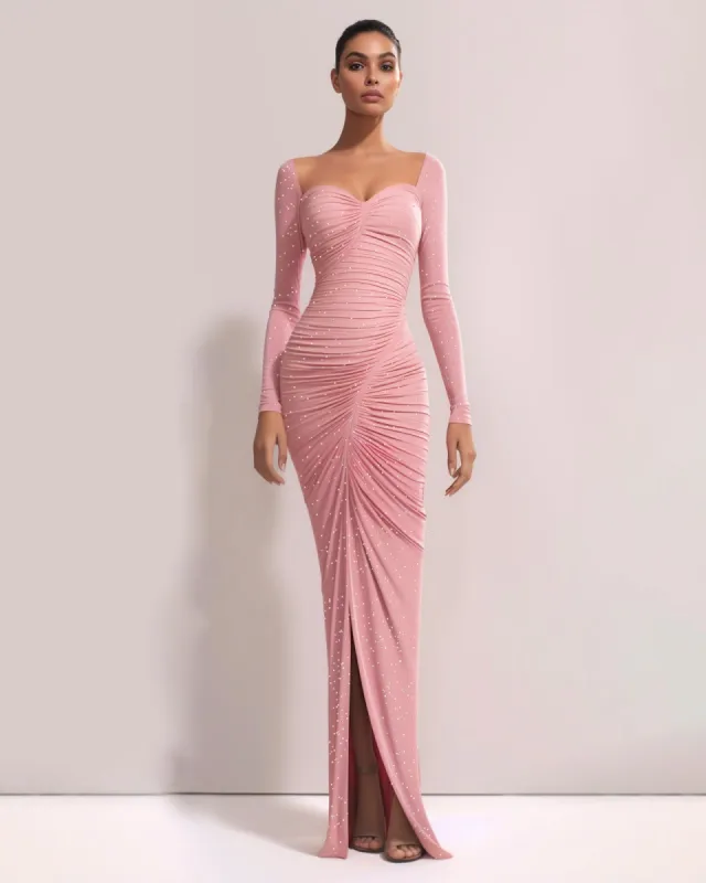 Pink Rhinestone Maxi Dress - Pink sold by JW PEI