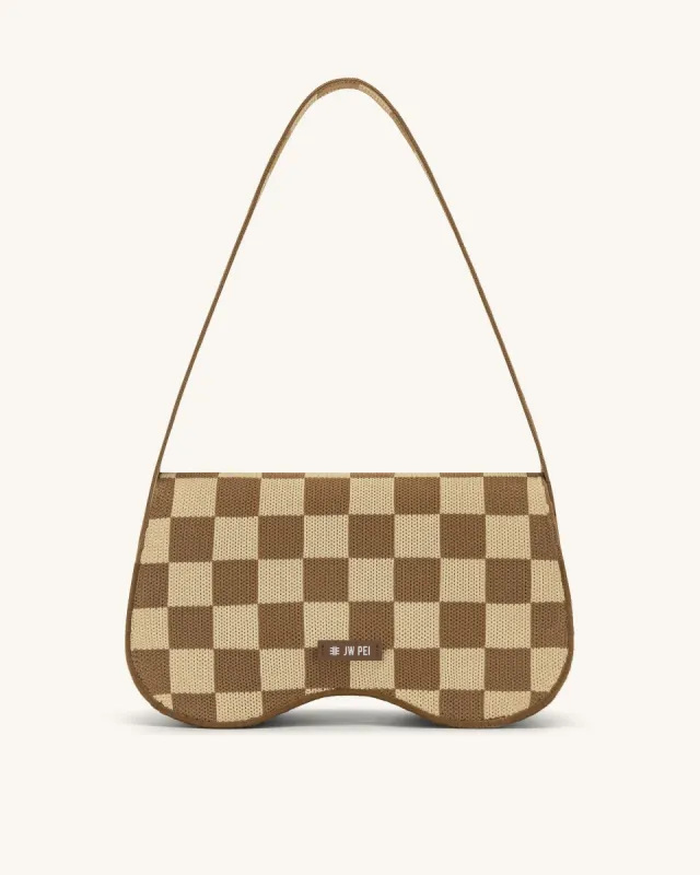 Becci Knitted Shoulder Bag - Brown & Beige sold by JW PEI