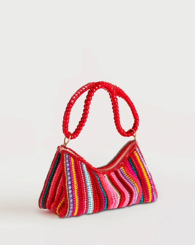 Colorful Beaded Shoulder Bag - Red sold by JW PEI