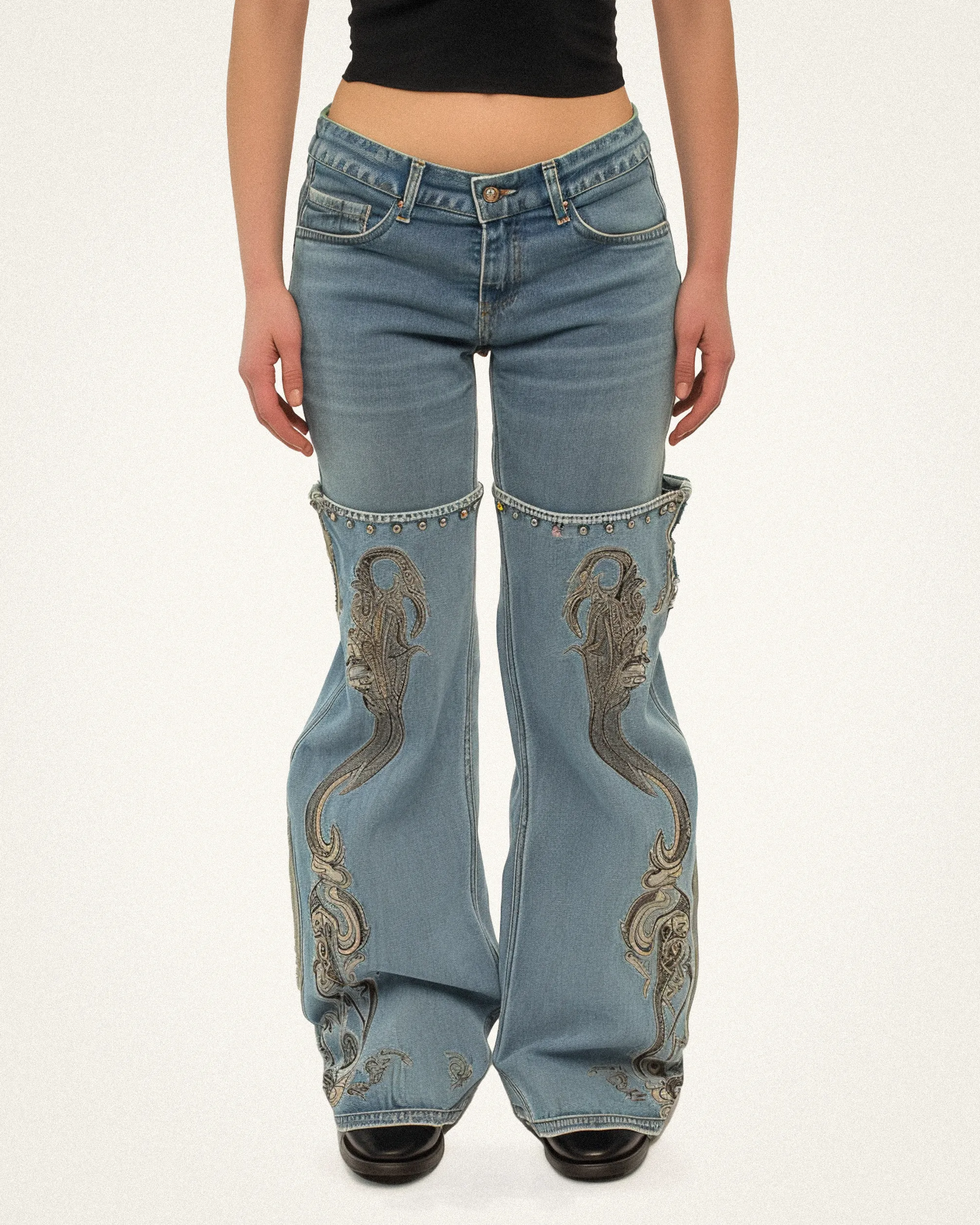 Lily Embroidered Cowboy Jeans - Blue sold by JW PEI