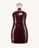 Burgundy Sequinned Halter Mini Dress - Burgundy sold by JW PEI