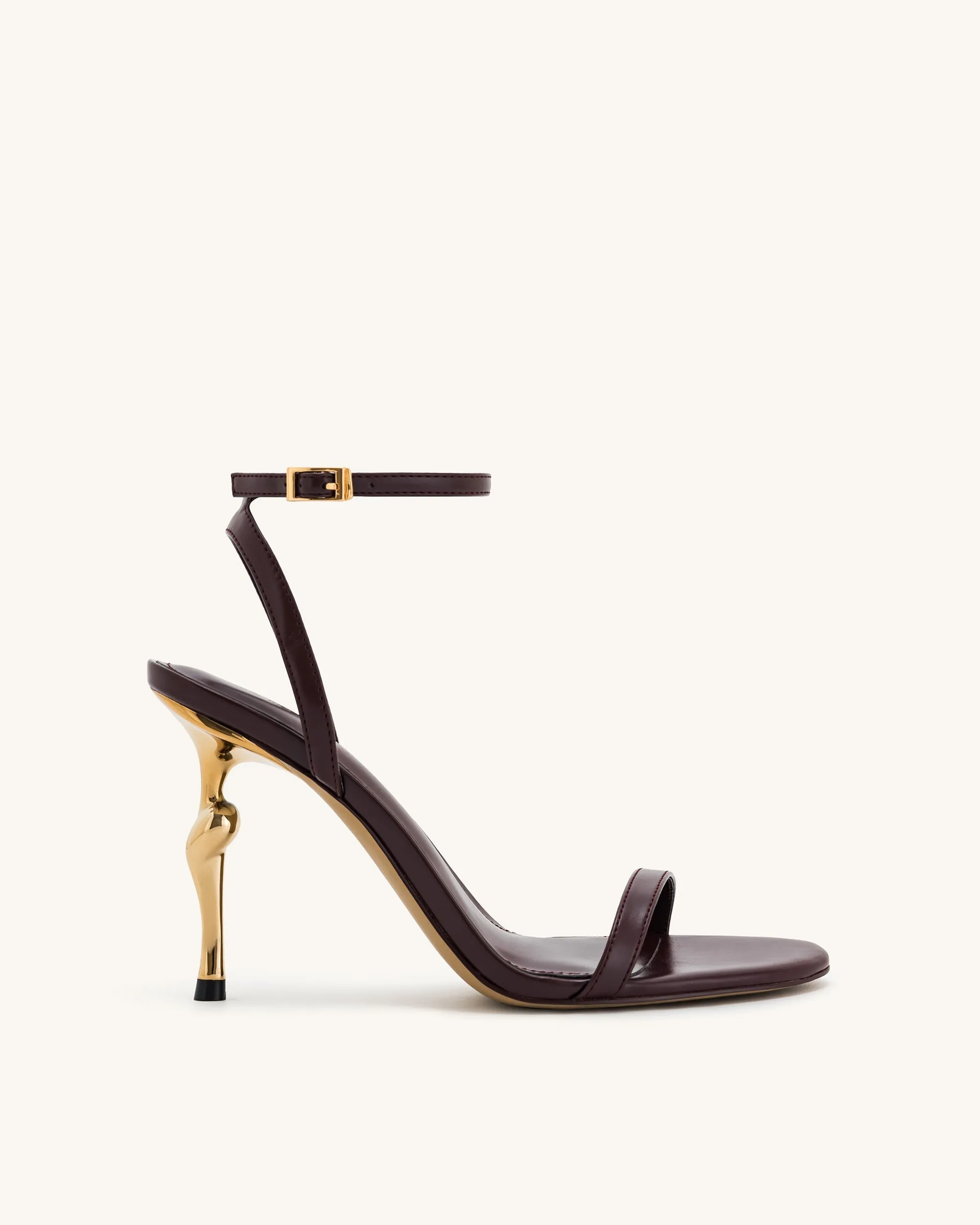 Alivia Gold Metal Heel Sandals - Claret Red sold by JW PEI