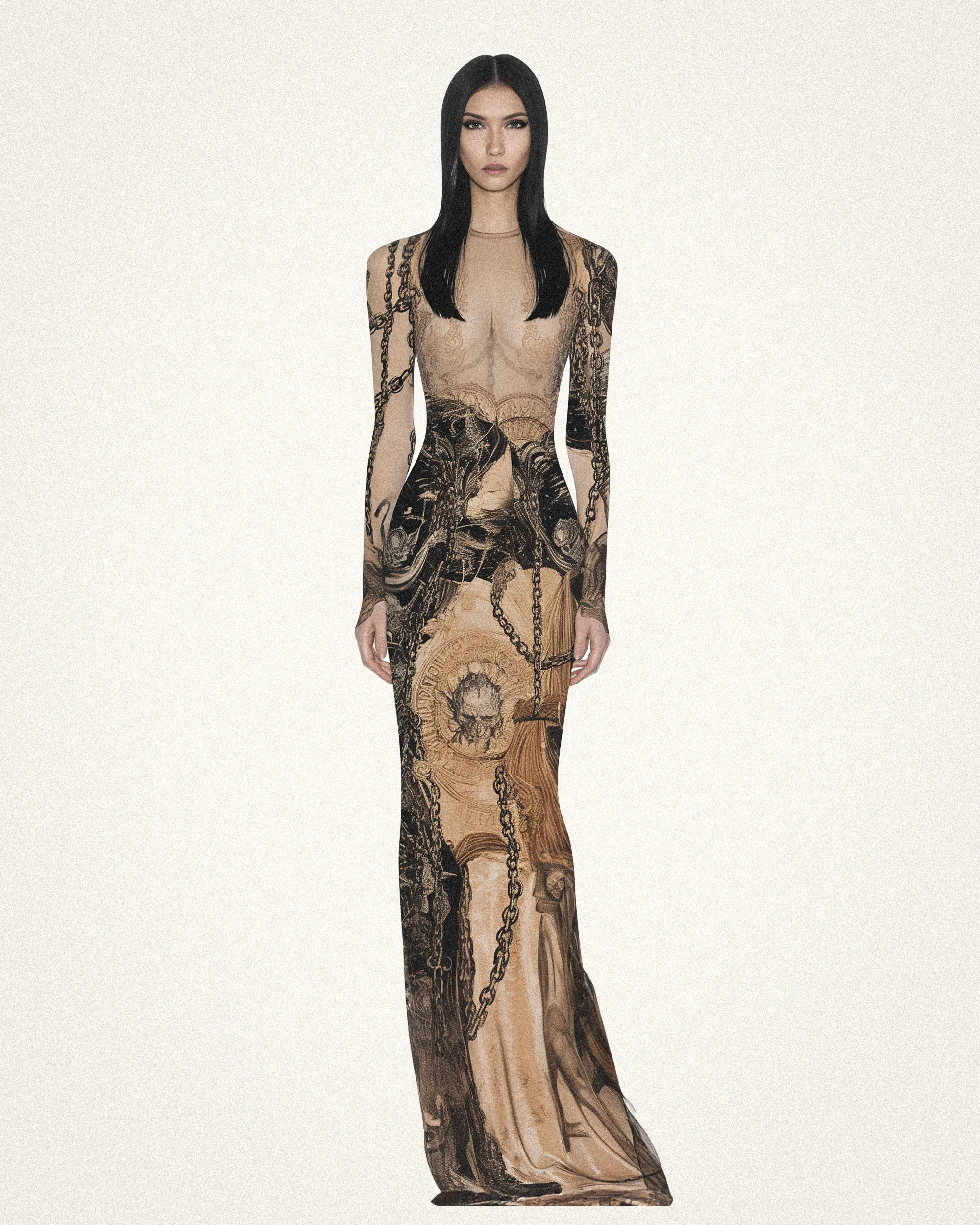 Isabella Vintage Print Dress - Brown & Black sold by JW PEI