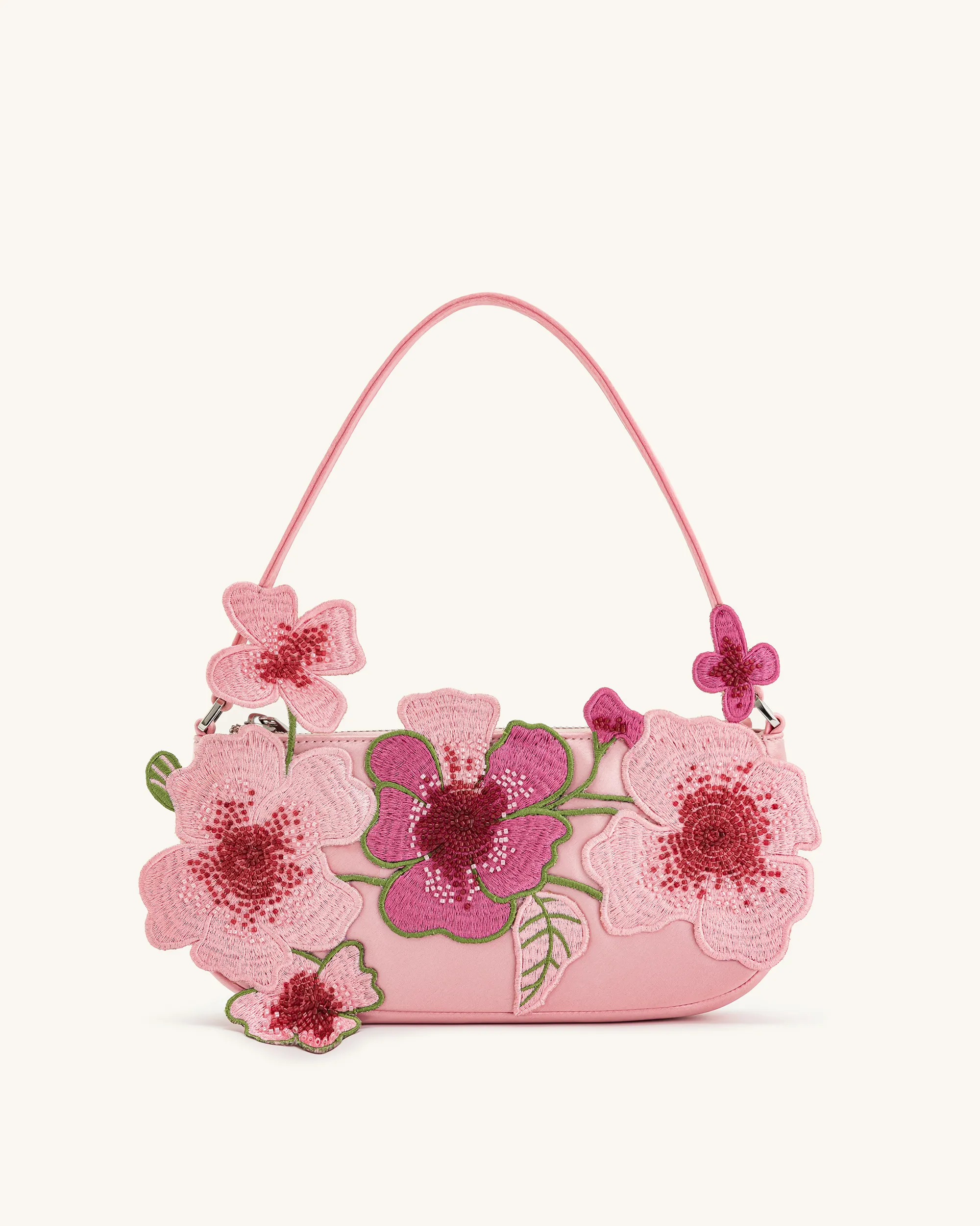 Leona Bead Embellished Shoulder Bag - Pink sold by JW PEI