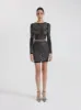 Sheer Crystal Embellished Dress - Black sold by JW PEI