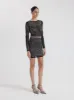 Sheer Crystal Embellished Dress - Black sold by JW PEI