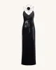 Heisey Black Sequinned Rosette Maxi Dress - Black sold by JW PEI