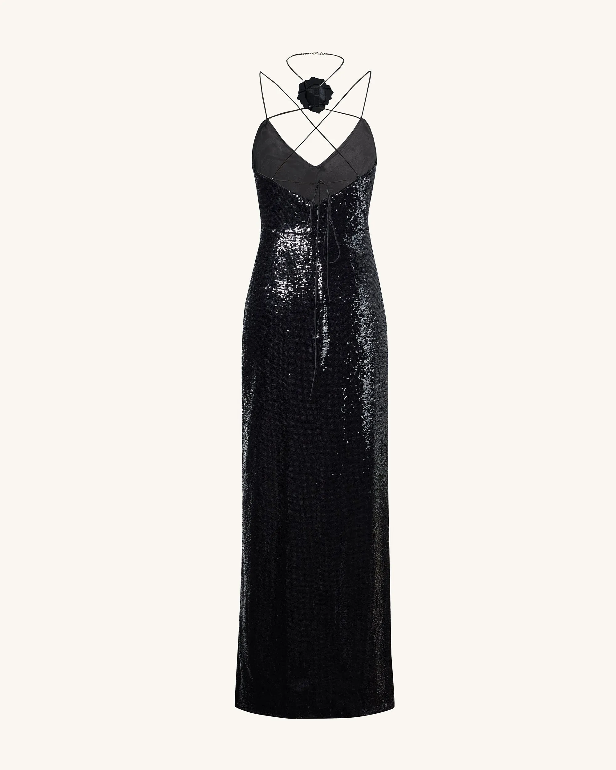 Heisey Black Sequinned Rosette Maxi Dress - Black sold by JW PEI product image thumbnail 3