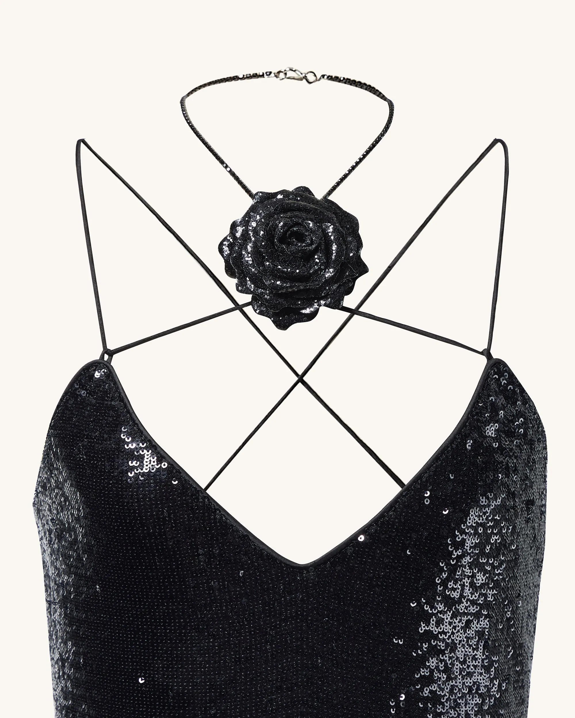 Heisey Black Sequinned Rosette Maxi Dress - Black sold by JW PEI product image thumbnail 4