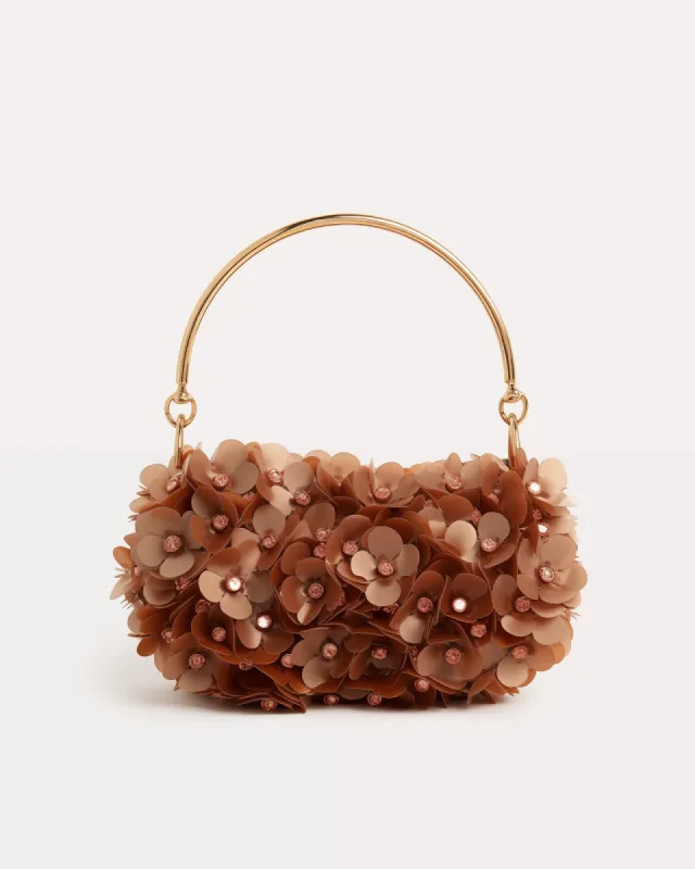 Floral-Embellished Handle Bag - Brown sold by JW PEI