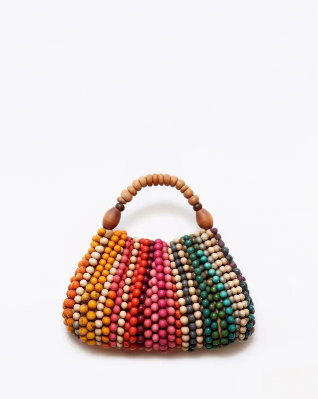 Beaded Wooden Handle Bag - Multicolor sold by JW PEI