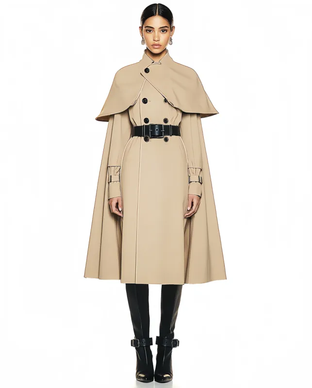 Sophia Belted Cape Coat - Beige sold by JW PEI