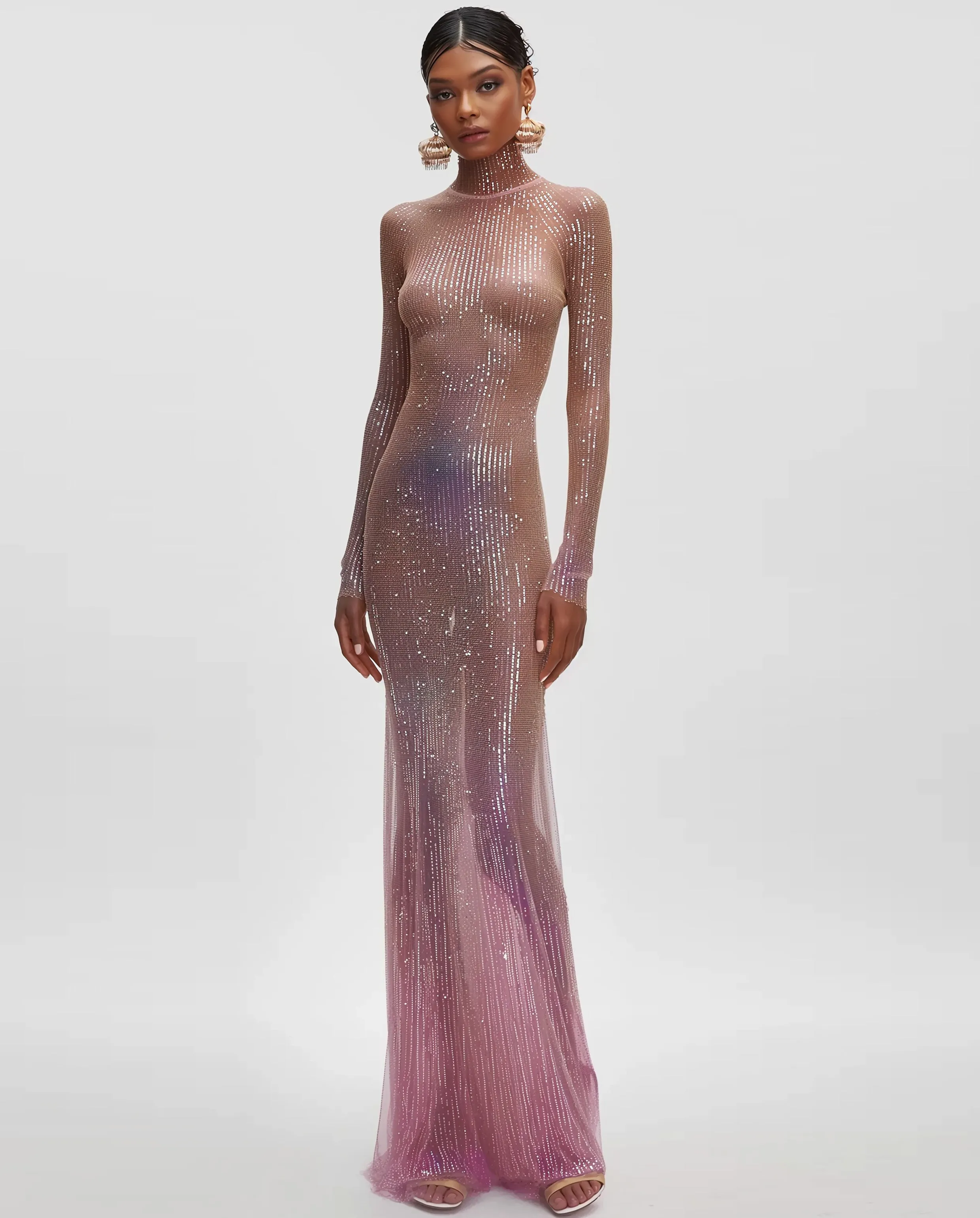 Sophia Radiant Fitted Mesh Gown - Pink sold by JW PEI
